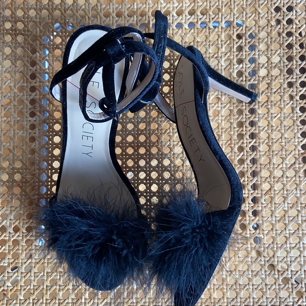 Feather Velvet Heels